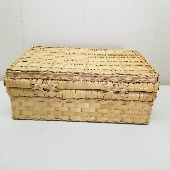 Wicker Rattan Basket Carry Case Chest Handles - Picture 4 of 7